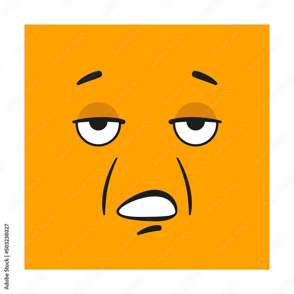 square Emoticon with fatigue, apathy, indifference mood and emotion. Cartoon Vector illustration of cute character for avatars square Emoticon with fatigue, apathy, indifference mood and emotion. Cartoon Vector illustration of cute character for avatars