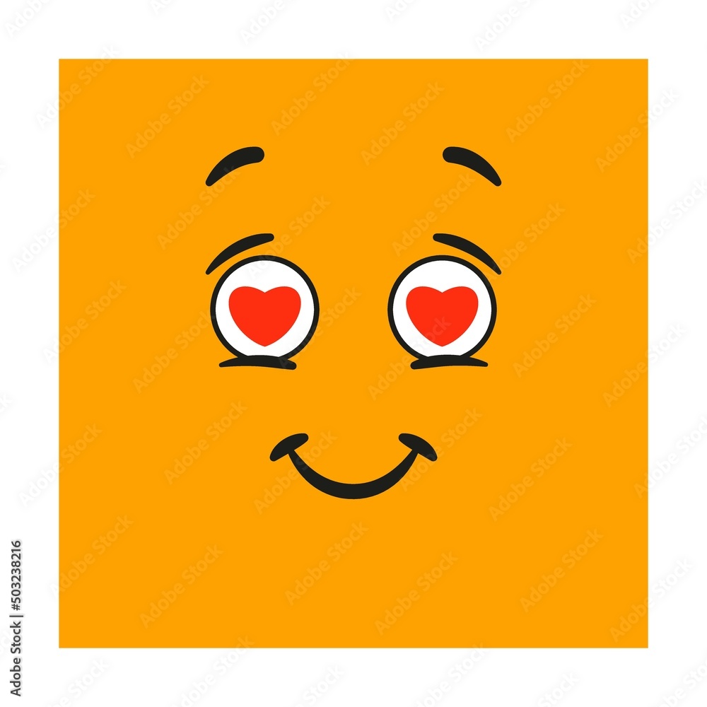 square Emoticon with enamored, Cute mood and emotion. Cartoon Vector illustration of cute character for avatars square Emoticon with enamored, Cute mood and emotion. Cartoon Vector illustration of cute character for avatars