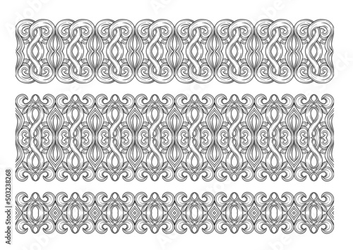 Interlacing abstract ornament in the medieval, romanesque style. Element for design. Outline vector illustration. Isolated on white background.