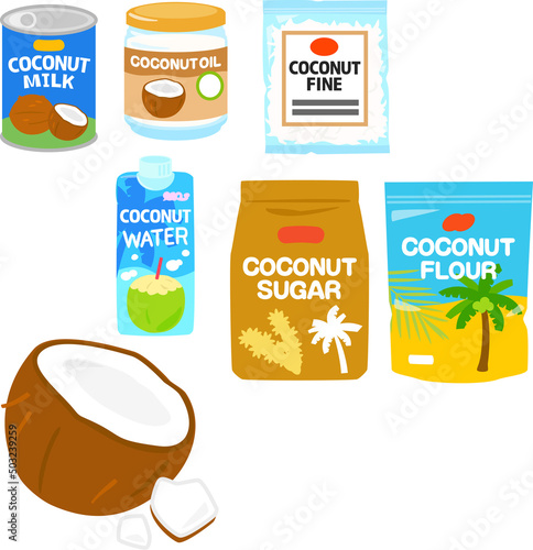 ココナッツを使った食品、ココナッツ製品