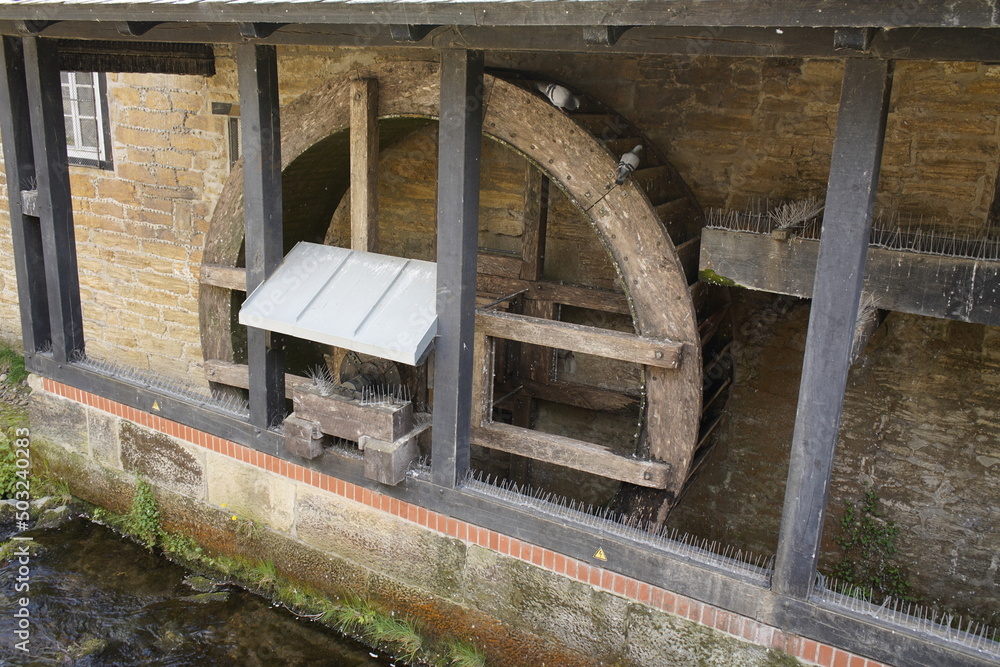 Due to a lack of water, the Lohmühle water wheel is temporarily at a standstill. Goslar, Germany on May 06, 2022.