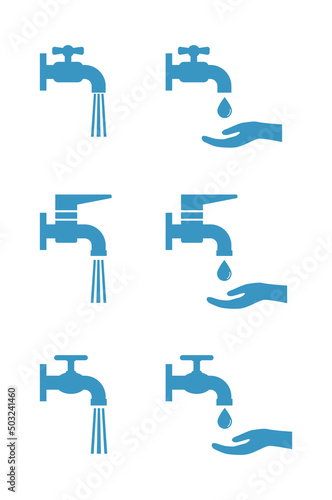 tap faucet with leaking water and hand