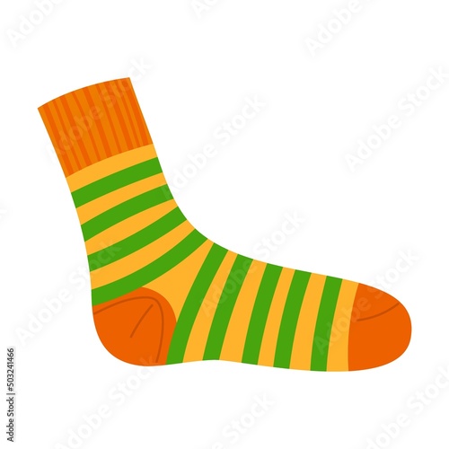striped cotton and woolen socks. Vector illustration of stylish hosiery collection. Cartoon winter warm footwear isolated on white