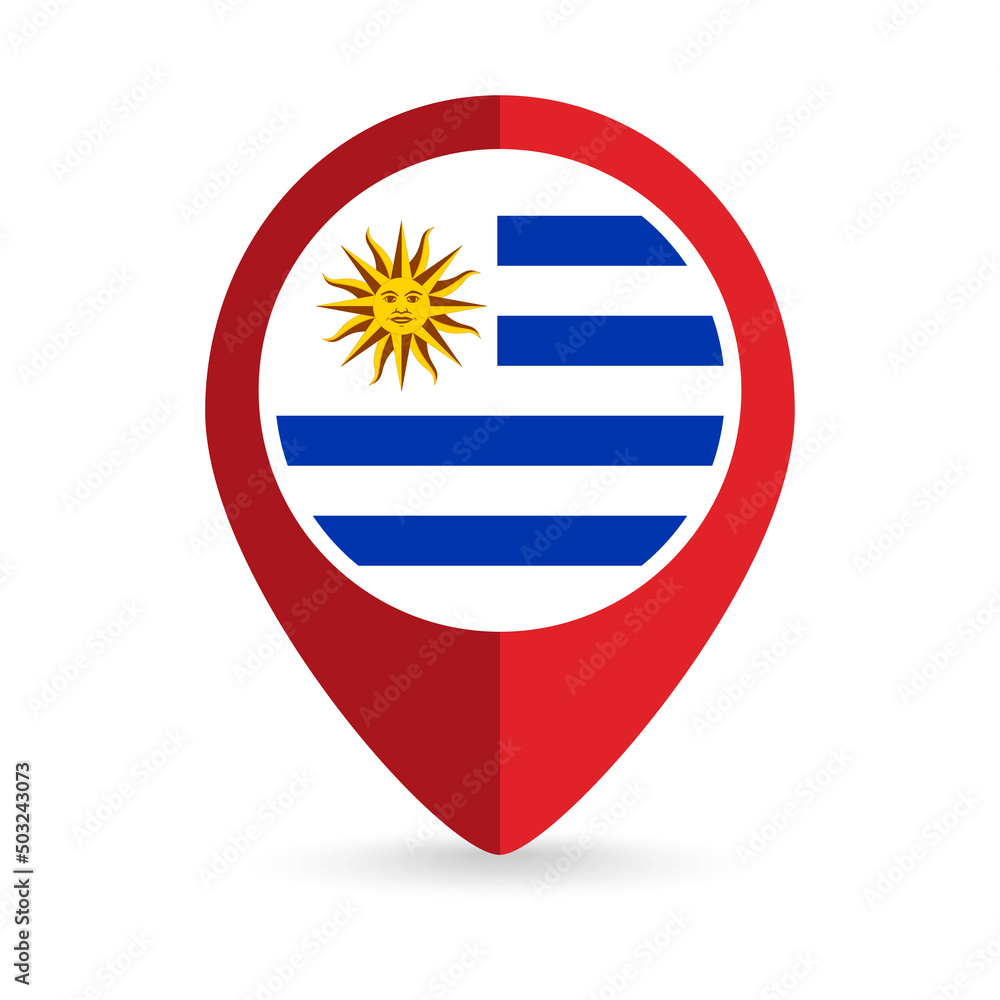 Map pointer with contry Uruguay. Uruguay flag. Vector illustration. Map pointer with contry Uruguay. Uruguay flag. Vector illustration.