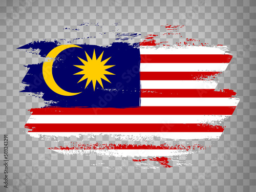 Flag of Malaysia brush stroke background.  Flag of Malaysia on transparent backrgound for your web site design, app, UI.  Stock vector. EPS10.