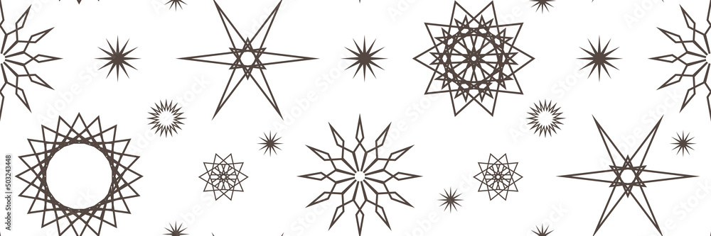 Vector seamless pattern with different stars. Geometric stylized stars ...