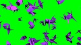 Purple origami crane on green chroma key background.
3D illustration for background.
