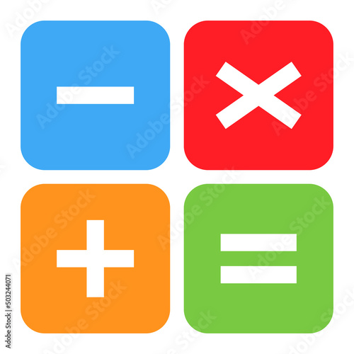 Plus, minus, multiply and equal to mathematics symbol, education maths icon, web element vector illustration design