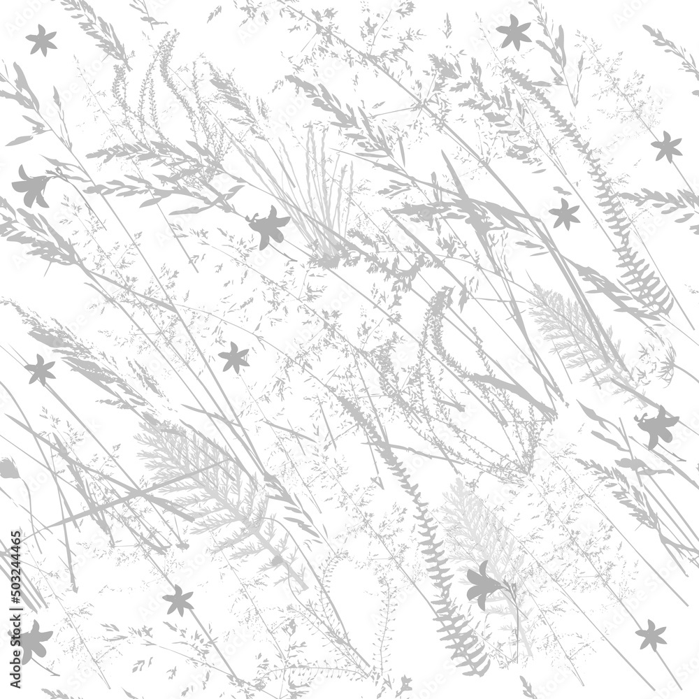 Fototapeta premium Floral seamless pattern . Gray grass seamless pattern. Vector illustration. Print for fabric