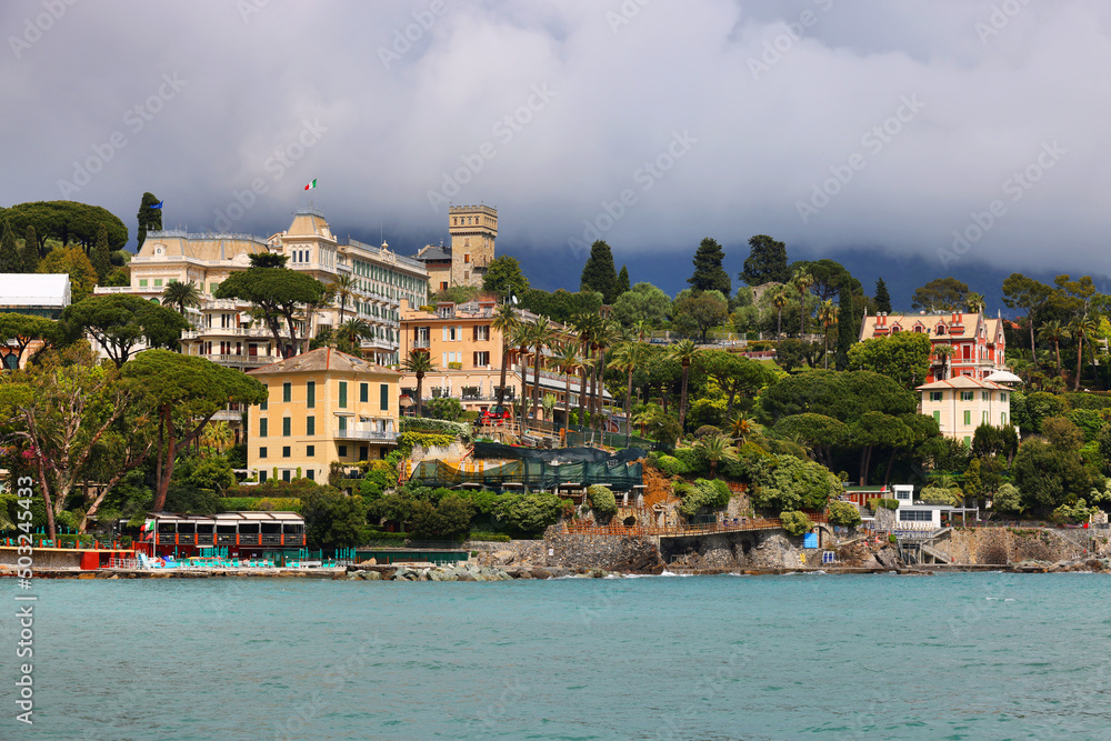 Summer landscape of Santa Margherita Ligure resort in Liguria, Italia, Europe