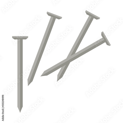 rusty construction nails. Garbage recycle bin. Vector illustration of trash container classification. Cartoon plastic, glass, metal, organic, paper trash for dustbins isolated on white