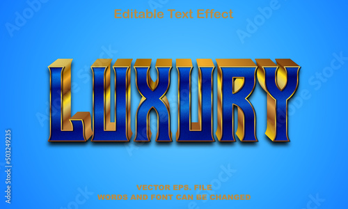 Luxury text blue and gold color combination gradient effect