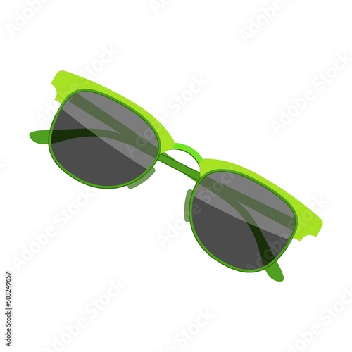 green baby Trendy sunglass. Vector illustration of glasses with different shape and color. Cartoon accessory for eye protection from sun isolated on white