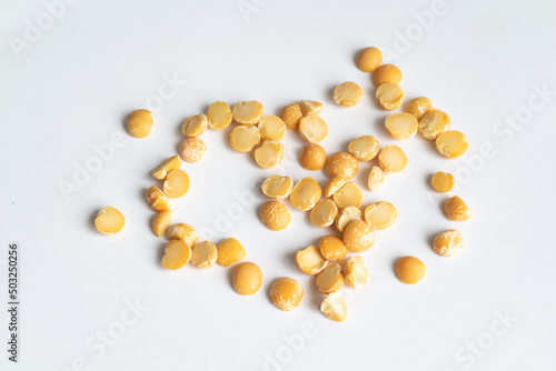 macro photo of peas on a white background