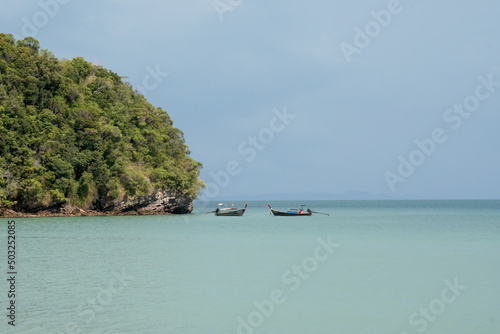 Fototapeta Naklejka Na Ścianę i Meble -  Landscape of  Railay Beach  blue sea  in Railay Ao nang Krabi Thailand - sunny day summer