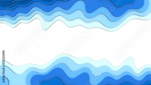 paper cut water deep layer. 3d rendering