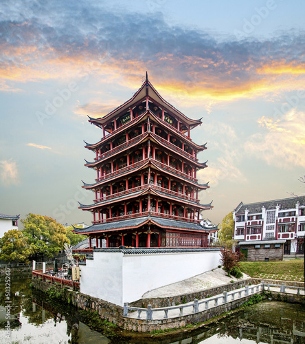 Anhui hefei sanhe quintessence of ancient Tower buildings photo