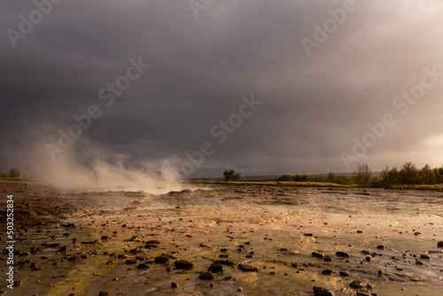 Iceland sunrise geothermal area