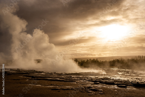 Iceland sunrise geothermal area
