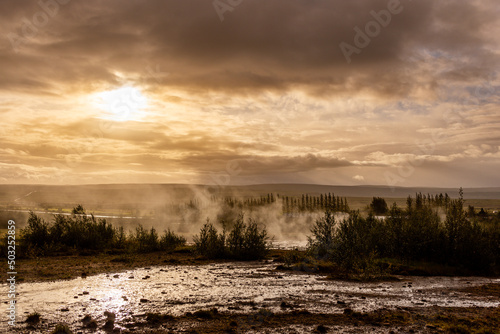 Iceland sunrise geothermal area