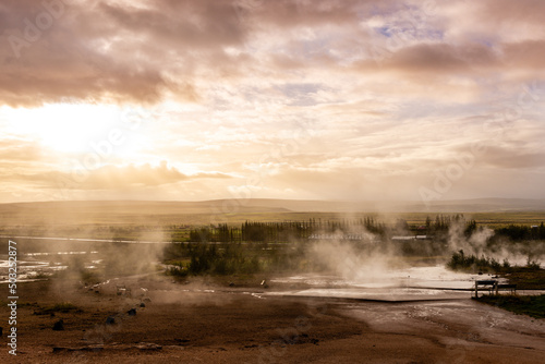 Sinrise in Iceland geothermal area