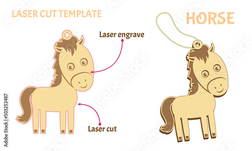 Wallpaper Mural Horse. Template for laser cut and engrave. Toy from plywood. Chinese New Year Zodiac sign. Vector illustration in a simple style isolated on white. Torontodigital.ca