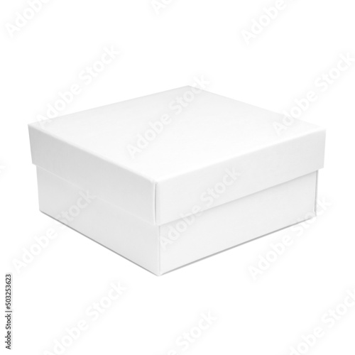 blank packaging white cardboard box for product design mockup isolated on white background with clipping white box container. template blank package. © stas_malyarevsky