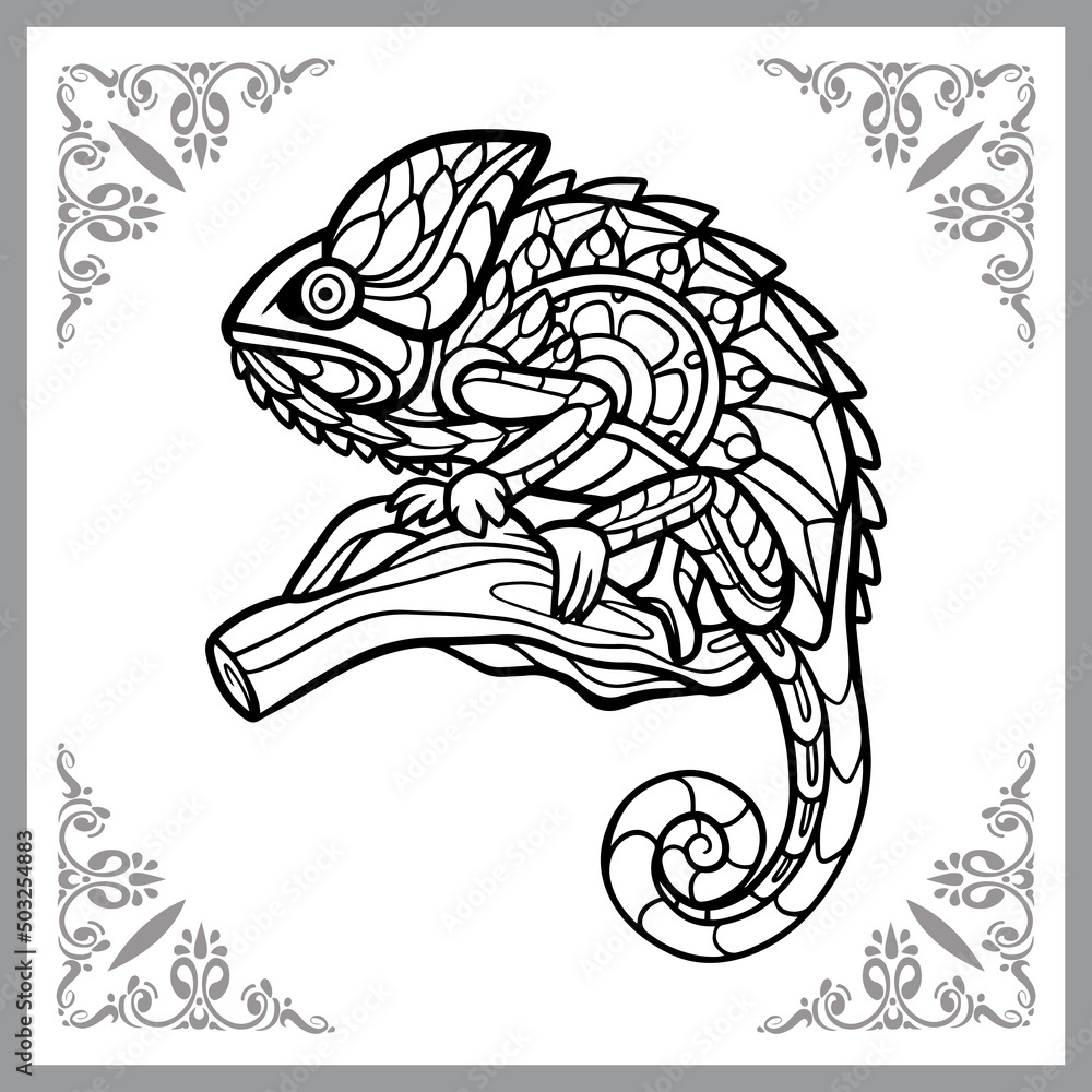 Chameleon zentangle arts isolated on white background Chameleon zentangle arts isolated on white background