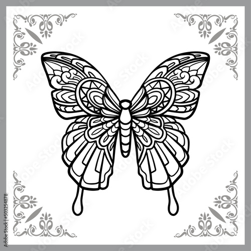 Butterfly zentangle arts isolated on white background