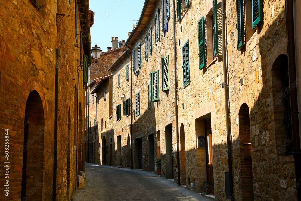San Quirico,d'Orcia, antico borgo medievale. Siena, Toscana, Italia