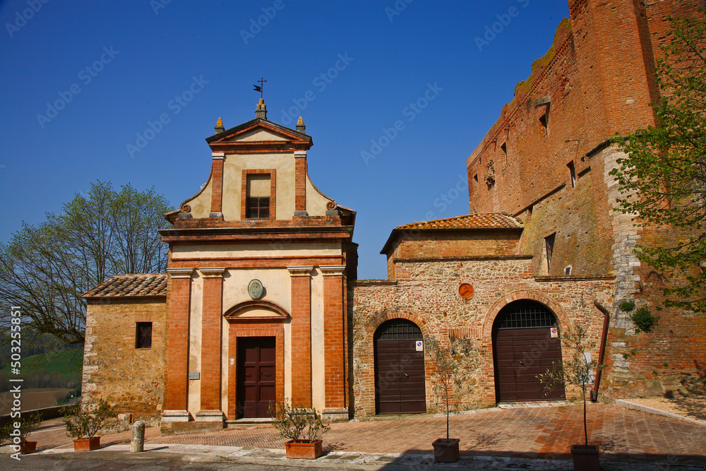 Fototapeta premium San Quirico,d'Orcia, antico borgo medievale. Siena, Toscana, Italia