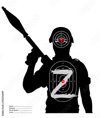 Shooting range target - soldier with Z symbol - war of Ukraine