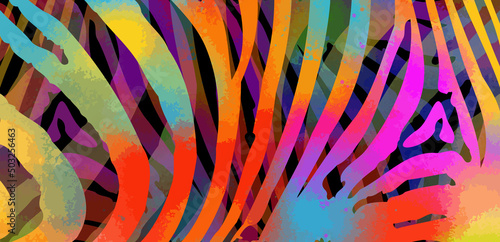 Multi colored Zebra print background. Vector illustration.