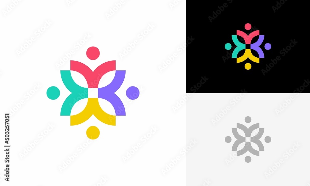 abstract people and human family logo design vector	
