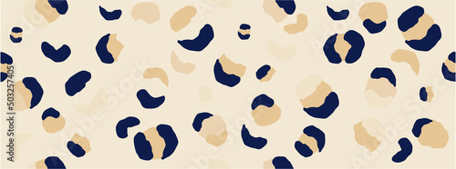 Hand drawn abstract pattern with leopard skin. Collage contemporary print. Neutral pastel minimalist design. © Irina