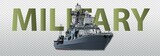 3d realistic military ship. Model warship. Side view and top. 3D. Camouflage military flagship. Vector illustration
