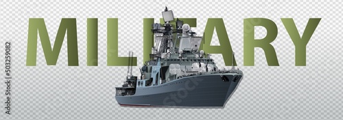 Vászonkép 3d realistic military ship