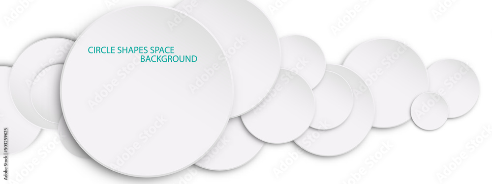 White circle shapes paper background. template geometric round bubble.