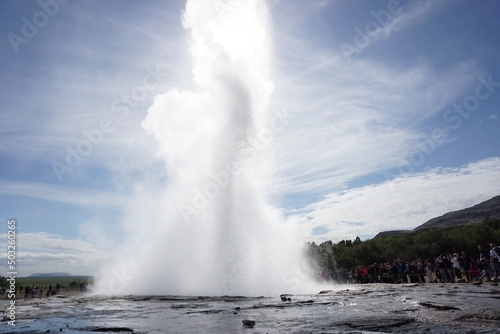 Water exploding in geysir  Iceland. 