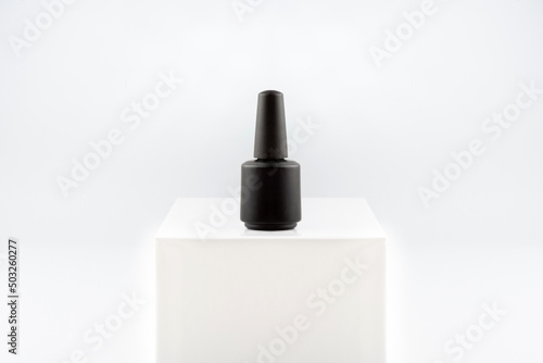 Mockup with clean black nail polish on pedestal