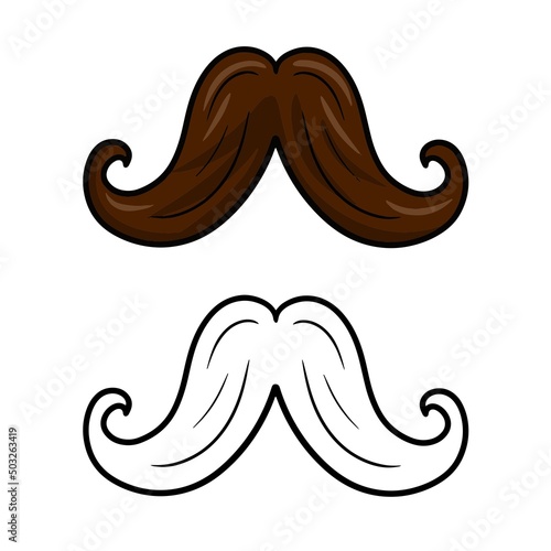 Funny cartoon mustache for parties and practical jokes, fake funny mustache. Vector
