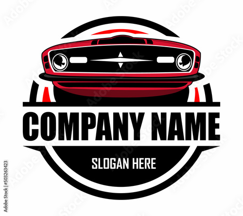 muscle car label, vector muscle car logo