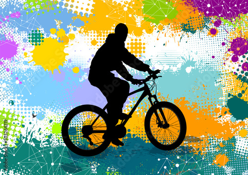 Man on a bicycle. Vector illustration