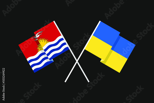 Flags of the countries of Ukraine and the Republic of Kiribati (Micronesia, Polynesia) in national colors. Help and support from friendly countries. Flat minimal graphic design.