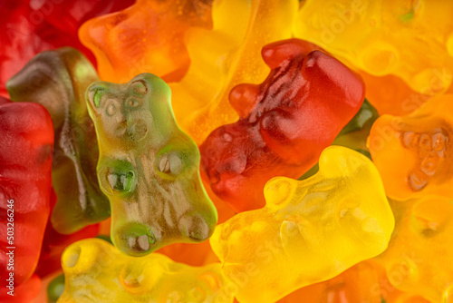 Gummy bears candies. Gummy bears isolated on a white background. Jelly bears candies. © stas_malyarevsky