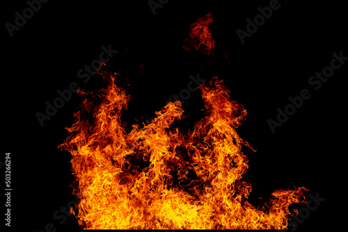 Abstract Fire flames, Blaze fire flame texture for banner background, Conceptual image of burning fire, Perfect fire particles on black background-Image