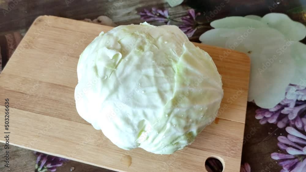 Head of fresh cabbage on the table Head of fresh cabbage on the table