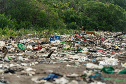 Ocean Dumping - Total pollution on a Tropical pacific beach, Panama, Central America - stock photo