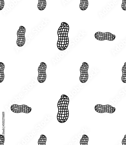 Peanut Icon Seamless Pattern, Groundnut Icon, Goober Icon, Monkey Nut Icon, Arachis Hypogaea