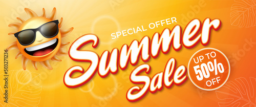 Editable text effect, Summer Sale Banner Stock Illustration